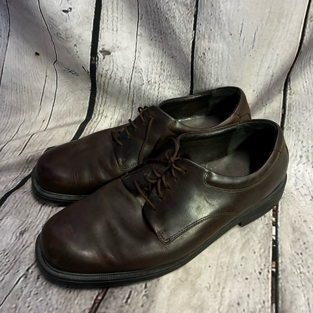 Rockport Men's‎ Margin Plain Toe Dark Brown Leather Lace Up Oxford Shoes Size 12
